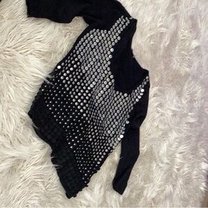 Dolce Cabo Black Sweater with silver Sequins and black material soft discs
